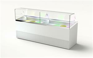 Cold Wall Gelato and Ice Cream Dipping Cabinet.  16) 3 Gallon Tub capacity for display and additional 8 tub storage below